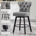 Counter Height Barstools 26 Inch Upholstered Button Tufted Swivel Bar Stools with Back and Wood Legs for Kitchen Island,Set of 2,Grey-Nailhead Trim