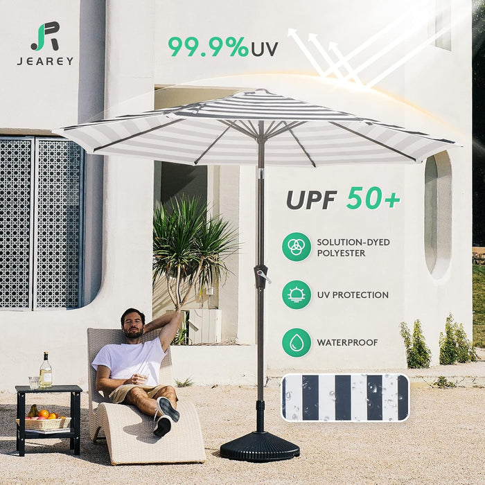 9FT Outdoor Patio Umbrella, Market Umbrella, Black & White Stripe