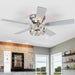 52 Inch Flush Mount Ceiling Fans with Lights Remote Control, 5 Reversible Blades Indoor Low Profile Crystal Lighting Chandelier Ceiling Fans for Bedroom Living Room (Chrome)