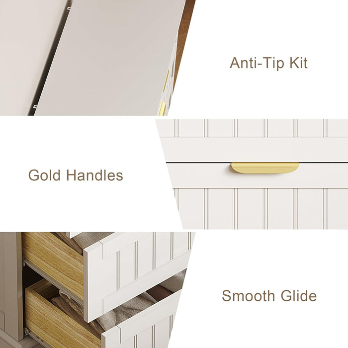 White 4 Drawer Dresser Modern Farmhouse Bedroom Storage Chest