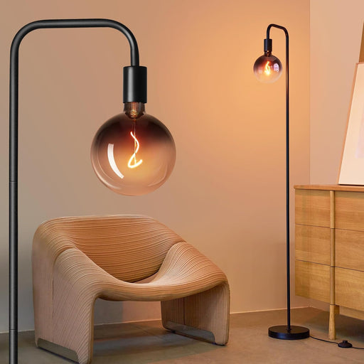 Industrial Black Glass Globe Floor Lamp SixInchGlobe