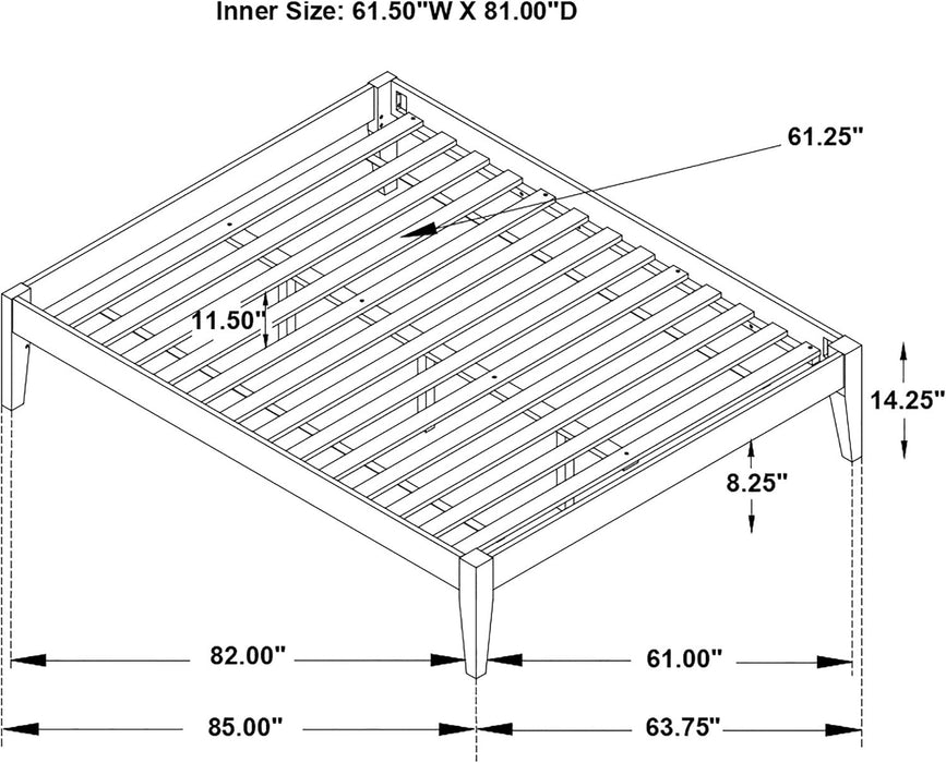 Home Furnishings - Hounslow - Wood - Universal Platform Bed with Fully Slatted Frame, Pre-Drilled Holes and Center Rail - Bedroom - Queen Size - Black - 306129Q