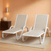 Lounge Chair Outdoor Set of 2 W/Armrest & 1 Table, Khaki