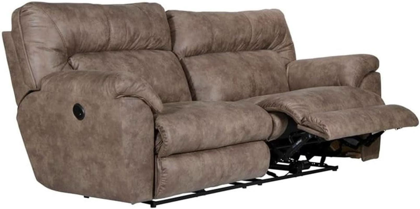 Thompson Power Reclining Sofa in Brown Polyester Fabric