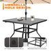 5-Piece Outdoor Dining Set with Umbrella Hole Patio Furniture Set with Stackable Armchairs and Square Table in Black