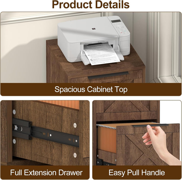 Wood Filing Cabinet, 2 Drawer File Cabinet for Home Office