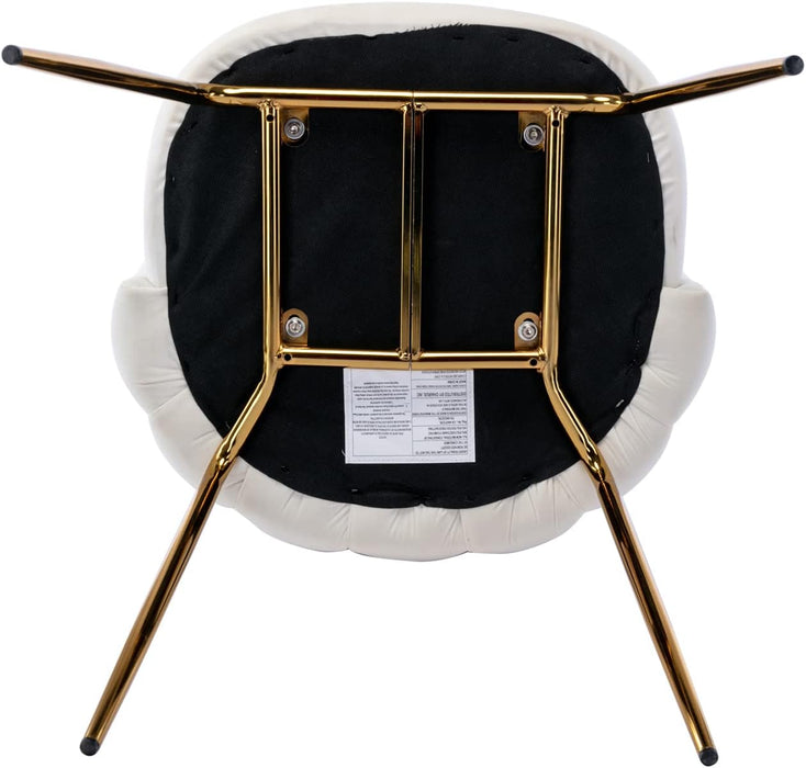 Velvet Dining Chairs Set of 2 Upholstered Gold Metal Legs Cream Mid Century Modern Accent Chair for Living Room Kitchen Dining Room, Cream