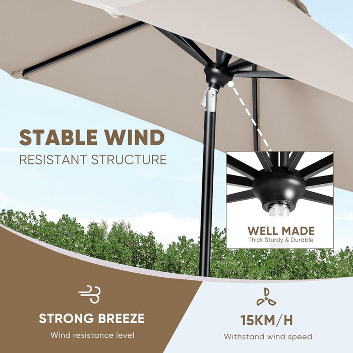 Patio Market Outdoor Table Umbrella with Auto Tilt and Crank, Large Sun Umbrella with Sturdy Pole & Fade Resistant Canopy, Easy to Set