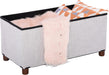 30 Inches Storage Ottoman Bench, Storage Bench with Wooden Legs for Living Room Folding Ottoman Foot Rest Removeable Lid for Bedroom End of Bed, Linen Fabric