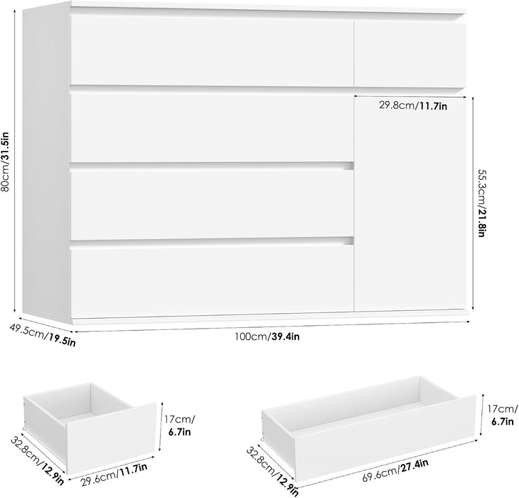 White Dresser, Dresser for Bedroom, Wide Chest of Drawers
