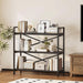 3 Tier Bookshelf 31.49" Width, Wood and Metal Etagere Bookcase, Vintage Farmhouse Modern Wooden Big Book Shelf for Home Living Room Bedroom Office Storage(Black)