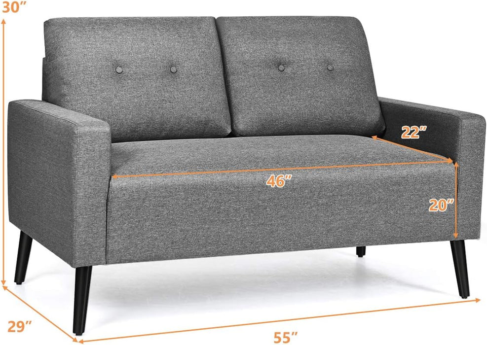 Modern Fabric Loveseat with Removable Backrest