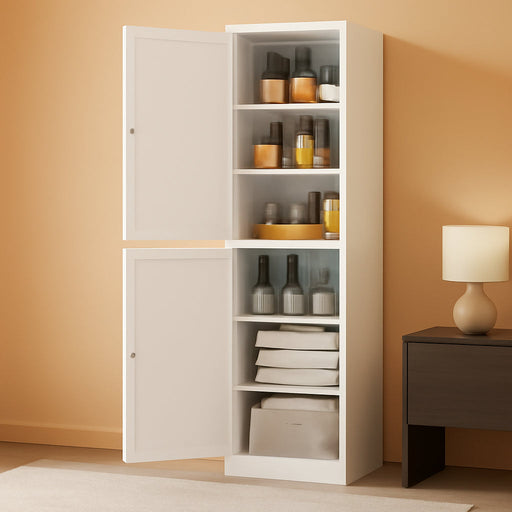 Tall White Metal Pantry Cabinet Sixtyseveninch Locking