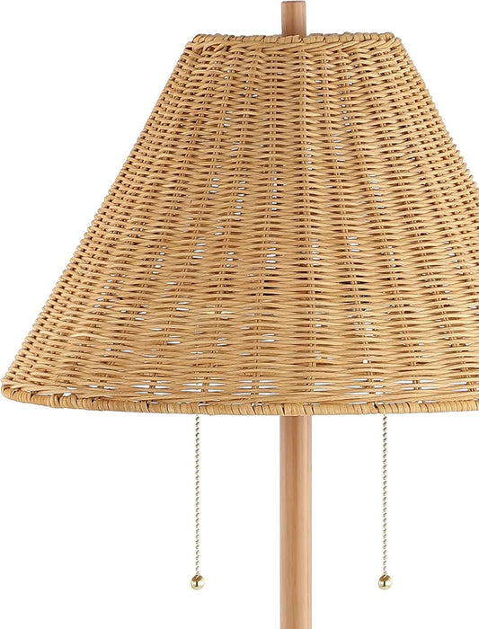 61-Inch-Tall RichBrown Floor Lamp With Rattan Shade