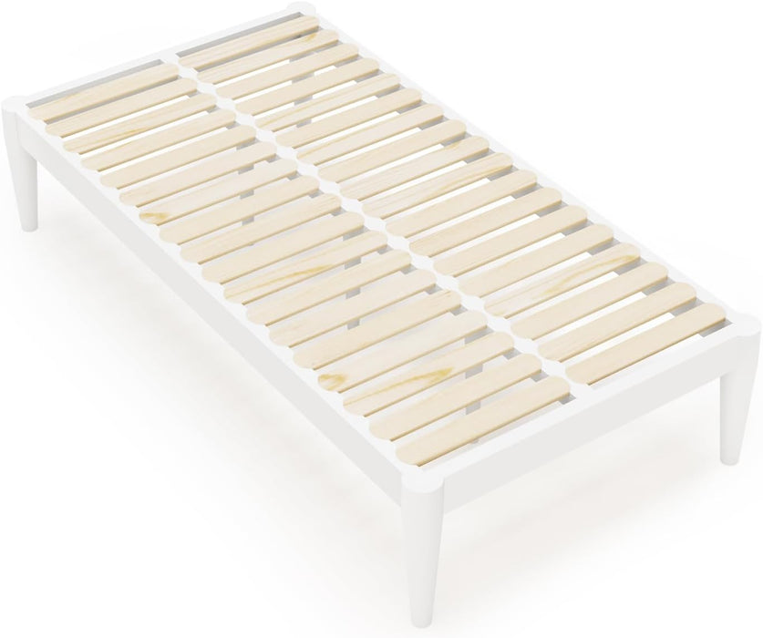 Twin Platform Bed Frame - 16" Wood Mattress Foundation Base, White