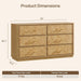 55" Extra Wide Dresser for Bedroom - Burl 6 Drawer Chest of Drawers