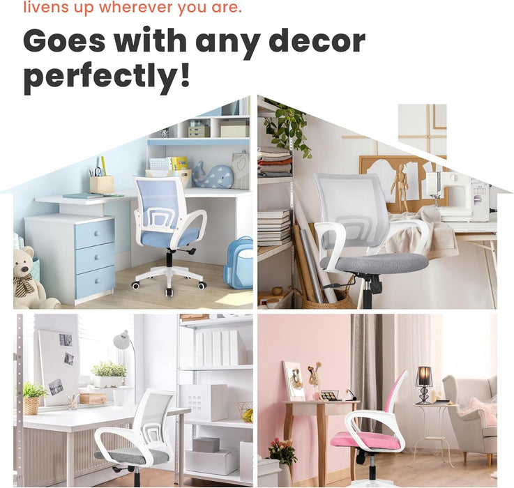 Office Chair Computer Desk Chair Gaming Ergonomic Mid Back Cushion Lumbar Support with Comfy Mesh Adjustable Swivel Rolling Home (Grey)