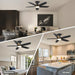 Ceiling Fan with Lights, 46" Flush Mount Ceiling Fans Remote/App Control - Dimmable, Quiet DC Motor, Indoor Ceiling Fans for Bedroom Kitchen, Black