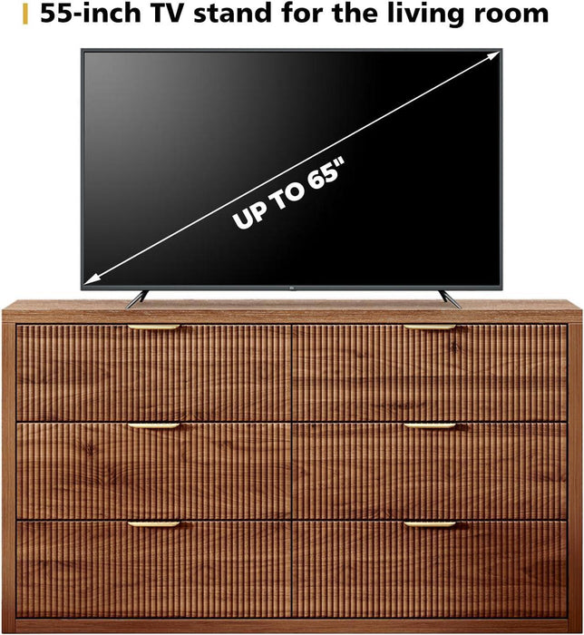 FiftyFiveInch Dresser Saddle Brown Storage Cabinet