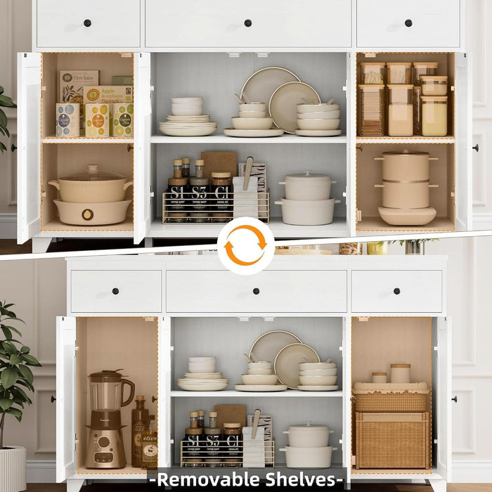 55" Kitchen Buffet Cabinet with Storage, Sideboard with Drawer, White