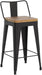 Bar Stools Set of 4 Metal Bar Stool Counter Height Bar Stools Black, Modern Bar Chairs with Back and Wooden Seat 30" Bar Stool Counter Height