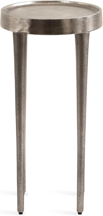 Rava Modern Metal round Drink Table, 10 X 10 X 21, Antique Nickel, Cast Aluminum Accent Table for Use as Indoor Plant Stand or Living Room Decor Piece