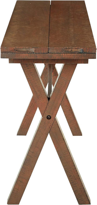 Mckayla Flip-Top Expanding Desk to Dining Table, Distressed Brown Finish