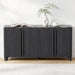 65" Sideboard Buffet Cabinet with Storage, Faux Marble Top Credenza with Adjustable Shelves, Curved Accent Cabinet with round Legs for Living Room, Entryway, Coffee Bar, Black Grey