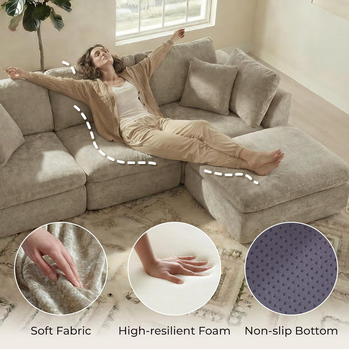 108Inch ExtraLarge L Shaped Modular Sectional Sofa