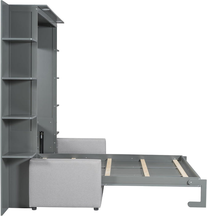 Murphy Bed Queen Size Grey Upholstery Sofa