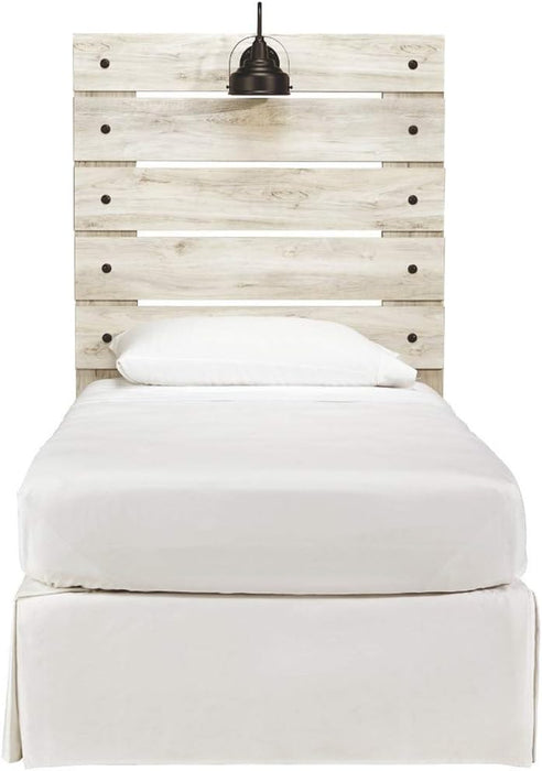 Cambeck Farmhouse Panel Headboard ONLY with USB Charging Stations, Twin, Whitewash