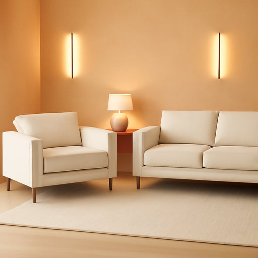 Noa Light Beige Fabric Upholstered 2Piece Living Room Set