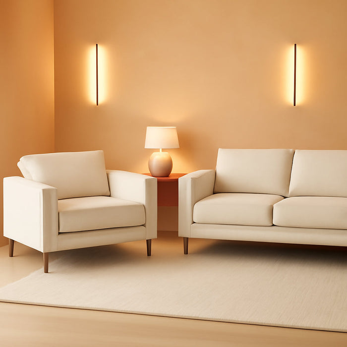 Noa Light Beige Fabric Upholstered 2Piece Living Room Set