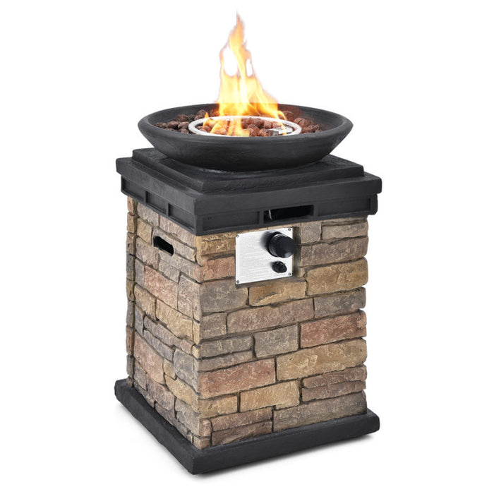 40000BTU Outdoor Propane Burning Fire Bowl Column Realistic Firepit Heater