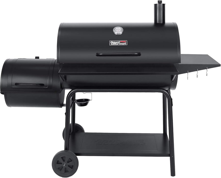 CC2036F Barrel Charcoal Grill with Offset Smoker, Outdoor BBQ Grill with 1200 Sq. In. Grilling Area for Large Event Gathering, Black