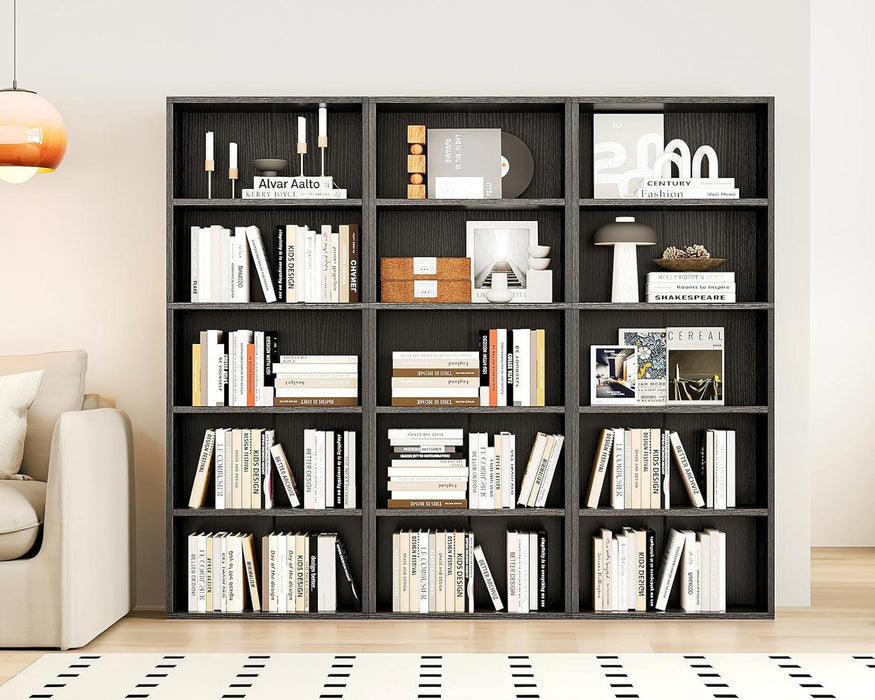 5-Tier Open Bookshelf and Bookcase, Floor Standing Display Storage Shelves for Living Room, Tall Book Shelf for Bedroom, Home Office, Dining Room, Black