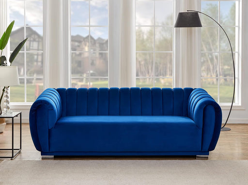 Sectional Sofa 2 Piece Velvet Standard Living Room Set Loveseat, Apartment Size, Blue