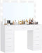 Vanity Table, Makeup Desk with Lighted Mirror, Dressing Desk with Drawers and Adjustable Brightness, 3 Color Lighting Modes, Vanity Desk for Women(White)