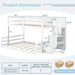 White SolidWood TwinOverFullBunkBed StairsGuardRails