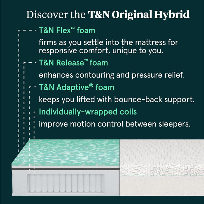 Original Hybrid Medium King Mattress in a Box, Adaptive Foam, Pocketed Coils, Cooling Pressure Relief, 100 Night Trial, Fiberglass Free, Certipur-Us, 10-Year Limited Warranty