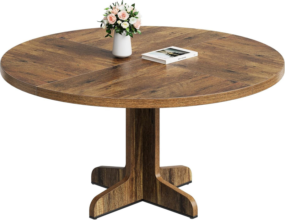 Round Dining Table 47 Inch Brown MatteTexturedFinish