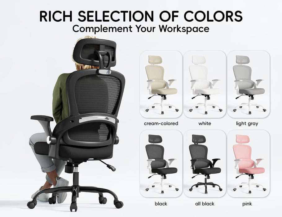 Office Chair - Ergonomic Desk Chair with Headrest Support for Adults