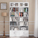 85.5" Tall Display Cabinet with Drawer, 7 Tier White Bookcase with Open Shelves and Glass Door, 23.8" Wide Curio Storage Cabinet for Living Room, Home Office, Study (2-Pack)