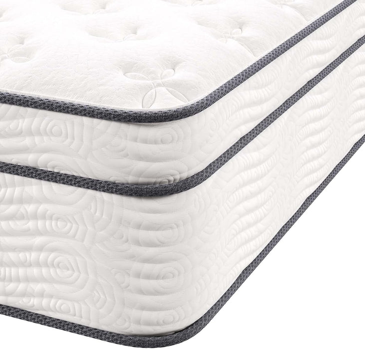 Jenna 14” Innerspring and Memory Foam Queen Mattress with Individually Encased Coils, White