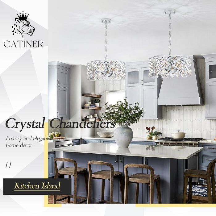 Chrome Crystal Chandelier Ceiling Mount Fixture Light