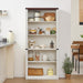 70" White Tall Book Shelf, 5 Tier Wooden Farmhouse Bookcase | Adjustable Shelves Book Case, Open Display Storage, Wood Veneer Bookshelves, Thick Sturdy Base, for Living Room,Office