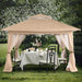 13'X13' Gazebo Tent Outdoor Pop up Gazebo Canopy Shelter with Mosquito Netting, Khaki