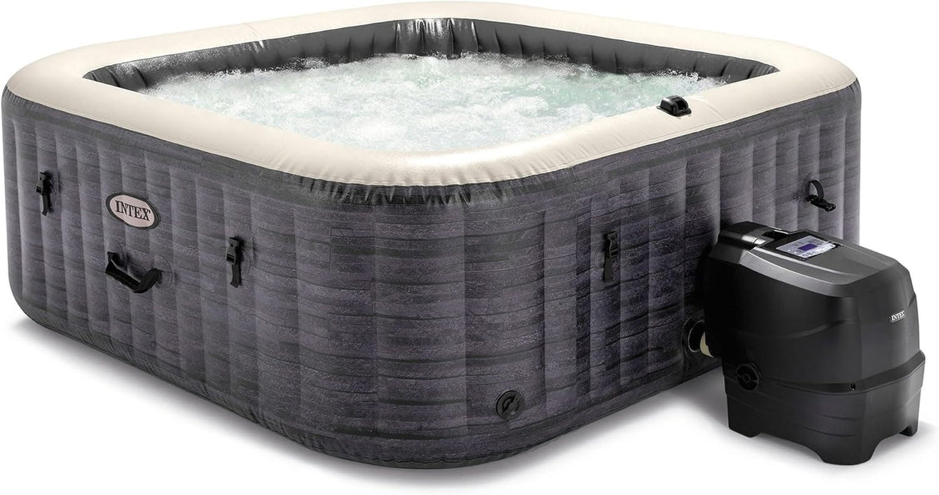 Purespa plus Greystone Square Hot Tub 6 Person Inflatable 94" Outdoor Relaxing 170 Airjet Spa Bundled with 4 Purespa Cushioned Headrest Pillows