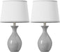 Table Lamp Set of 2, Modern Ceramic Bedside Lamps for Night Stands, Classic Small Lamp Nightstand Lamp for Bedroom Living Room Desk End Table Rocker Swtich Grey