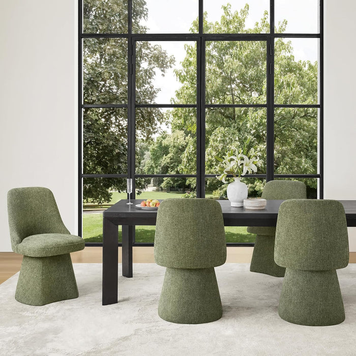 Swivel Dining Chairs Set of 2, Upholstered Mid Century Modern Deskchair with High Back, Linen Fabric Kitchen Chairs for Dining Room, Bedroom, Dressing Room, Green